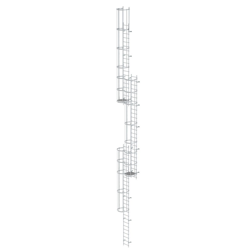 Munk Mehrzügige Steigleiter mit Rückenschutz (Notleiter) Aluminium blank 17,16m