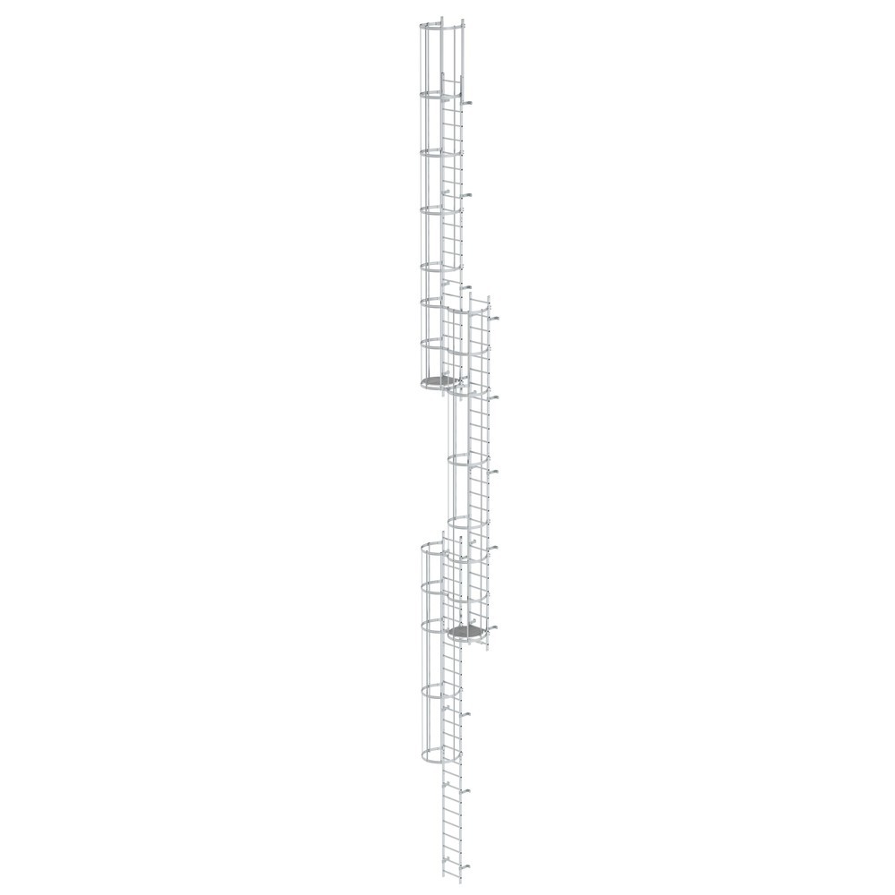 Munk Mehrzügige Steigleiter mit Rückenschutz (Notleiter) Aluminium blank 18,00m