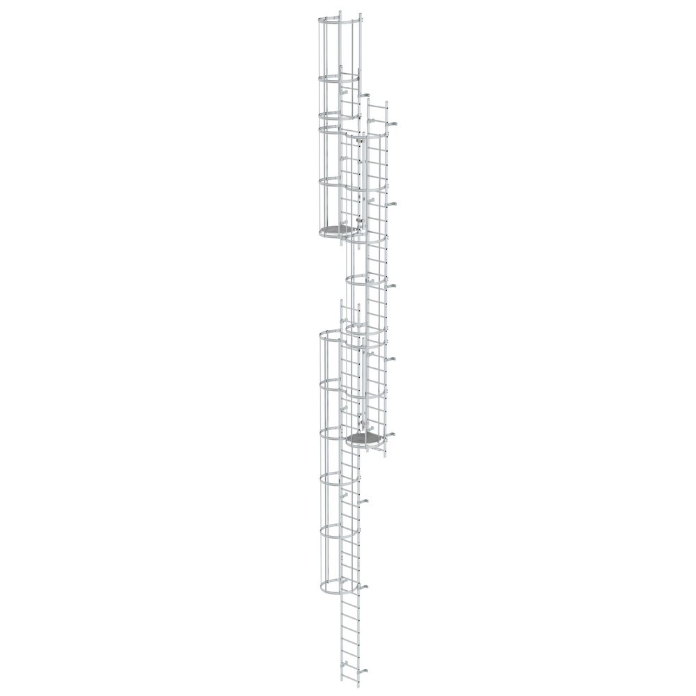 Munk Mehrzügige Steigleiter mit Rückenschutz (Maschinen) Aluminium blank 14,36m