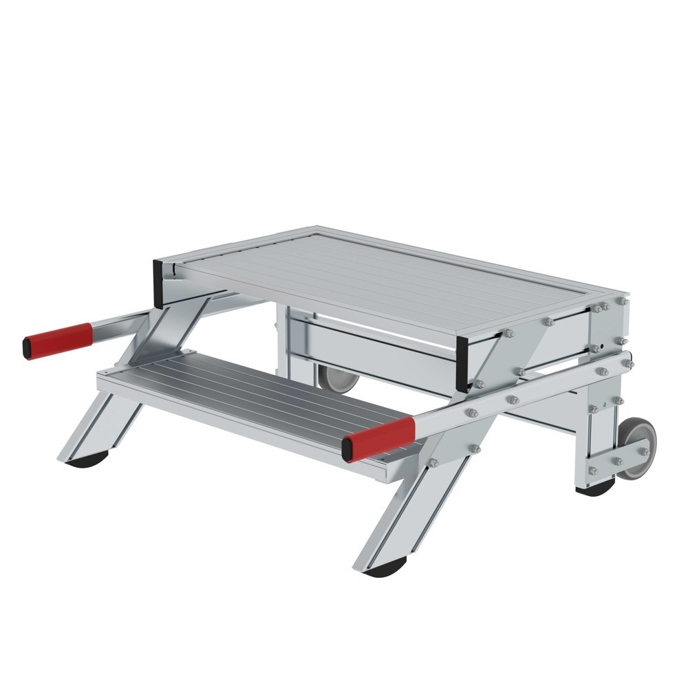 Munk Arbeitspodest fahrbar, Stufenbreite 800 mm, Aluminium geriffelt 2 Stufen