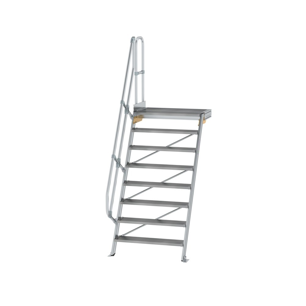 Munk Treppe mit Plattform 60° Stufenbreite 1000 mm 8 Stufen Aluminium geriffelt