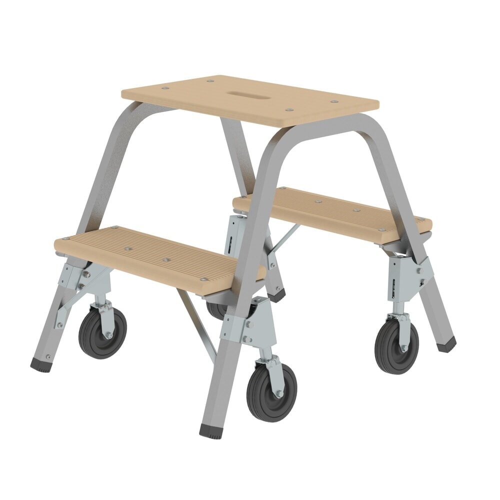Munk Stahl-Holz-Tritt mit Bockrollen 2x2 Stufen