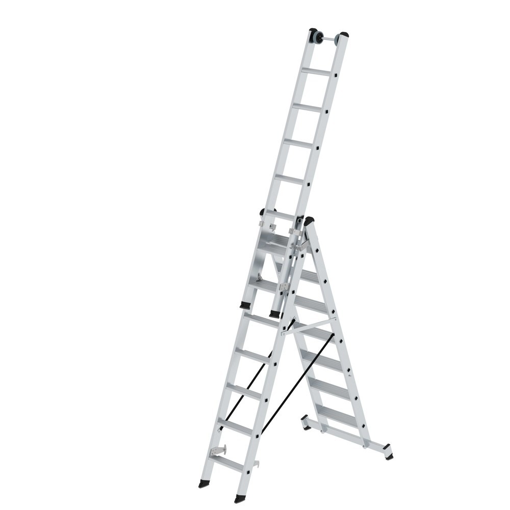 Munk Stufen-Mehrzweckleiter 3-teilig mit nivello®-Traverse 3x7 Stufen