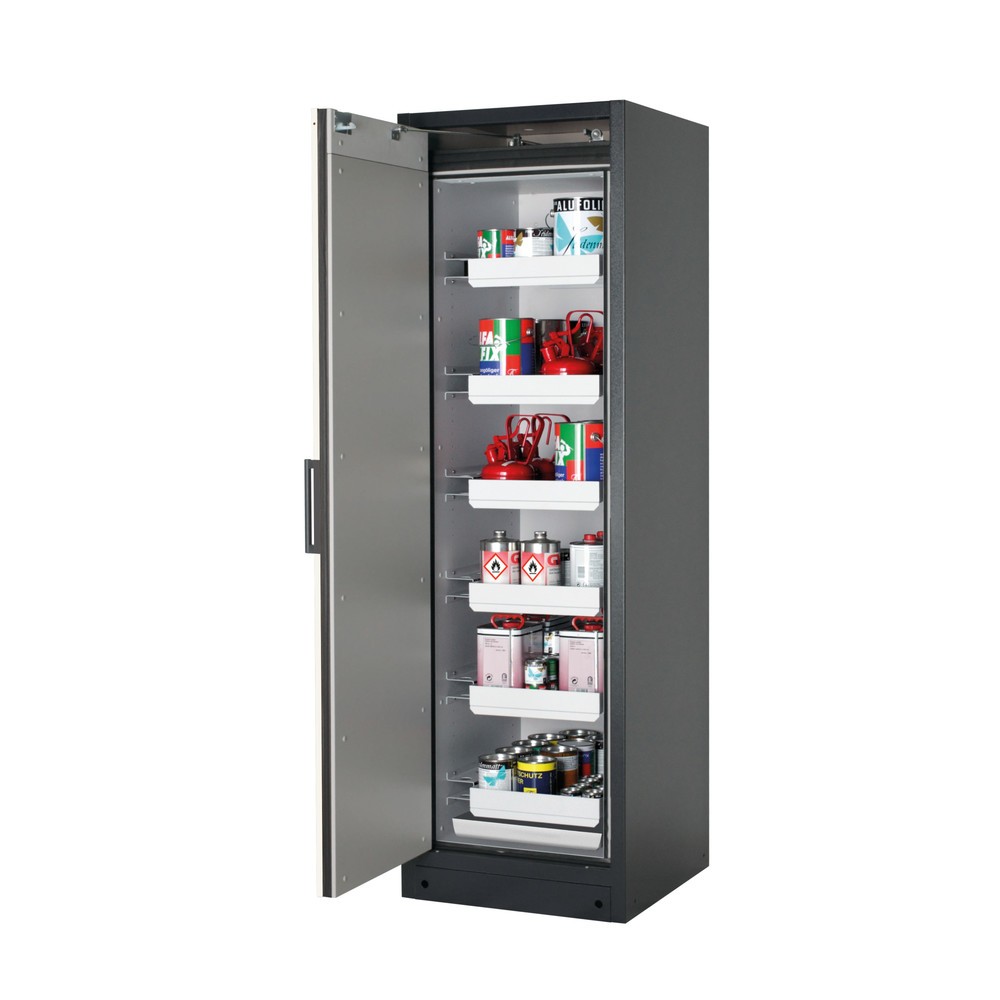 asecos® Brandschutzschrank Q-PEGASUS/Typ 90, 6 Auszugswannen, HxBxT 1.953 x 599 x 615 mm, reinweiss