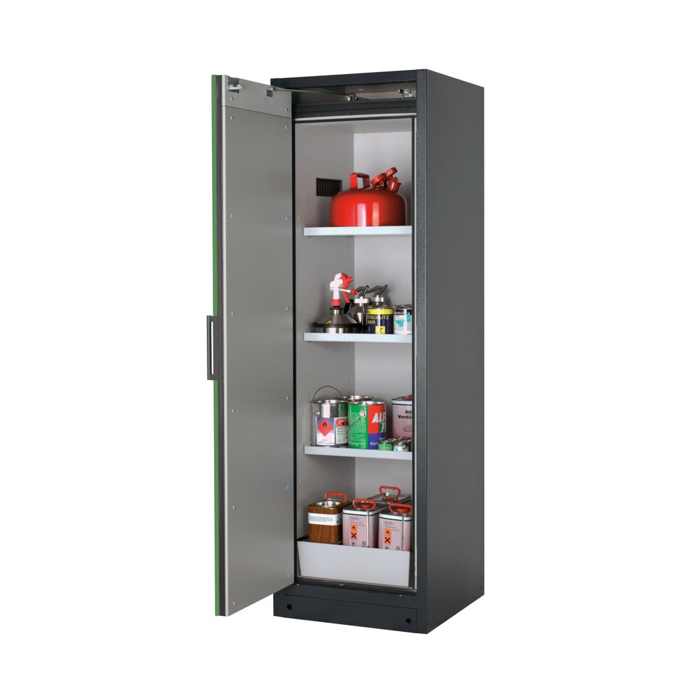 asecos® Brandschutzschrank Q-PEGASUS/Typ 90, 3 Fachböden, HxBxT 1.953 x 599 x 615 mm, resedagrün