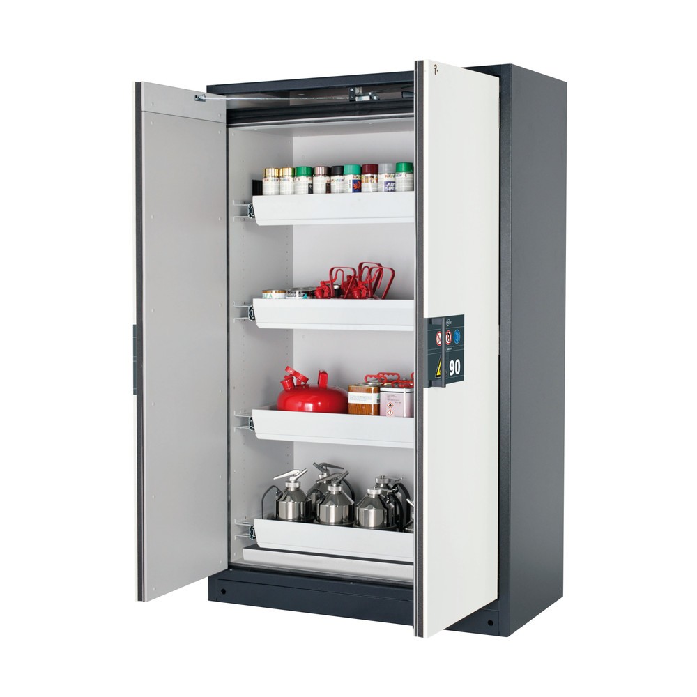 asecos® Brandschutzschrank Q-PEGASUS/Typ 90, 4 Auszugswannen, HxBxT 1.953 x 1.193 x 615 mm, reinweiss