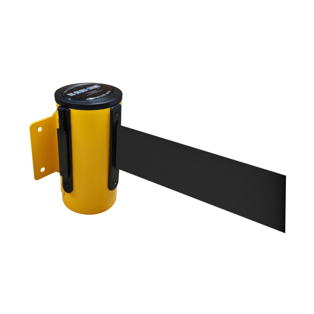 RS-GUIDESYSTEMS® Wandgurt-Kassette aus Metall, pulverbeschichtet, Auszugslänge 4 m, gelb, schwarz