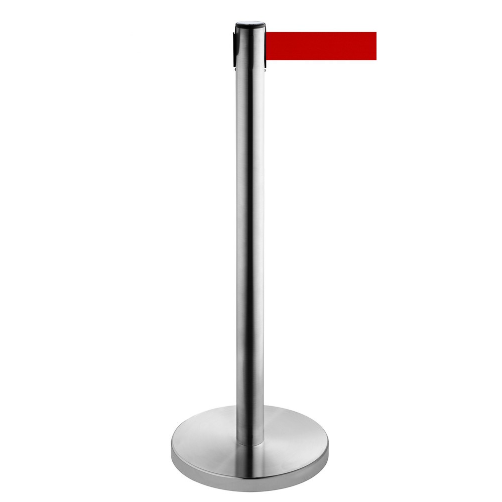 RS-GUIDESYSTEMS® Gurt-Absperrpfosten, Edelstahl, Gurtbreite 50 mm, rot, 4,0 m
