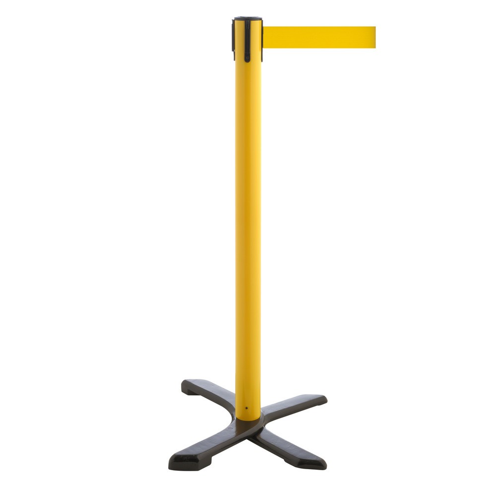 RS-GUIDESYSTEMS® Absperrpfosten Kreuzfuss, Gurtlänge 4 m, gelb, gelb