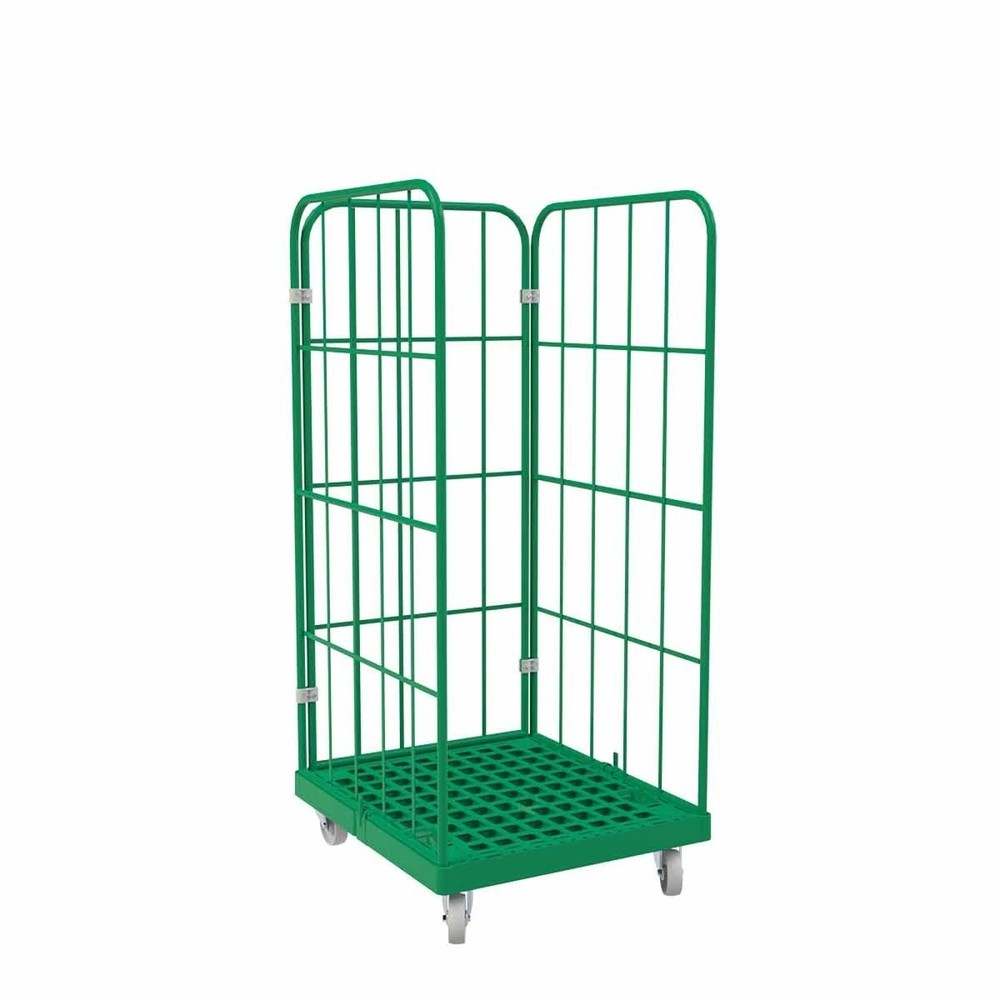 Rollbehälter Classic, 3-seitig, pulverbeschichtet, Kunststoff-Rollplatte, HxBxT 1.650 x 724 x 815 mm, verkehrsgrün