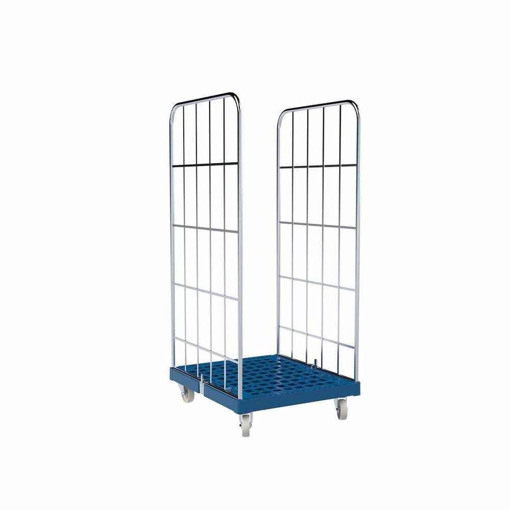 Rollbehälter Classic, 2-seitig, galvanisch verzinkt, Kunststoff-Rollplatte, HxBxT 1.650 x 724 x 815 mm, enzianblau