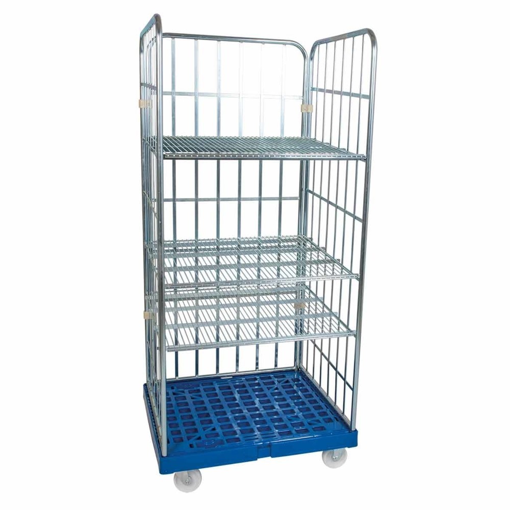 Rollregal, 3-seitig, 3 Zwischenböden, Kunststoff-Rollplatte, HxBxT 1.750 x 724 x 815, kieselgrau