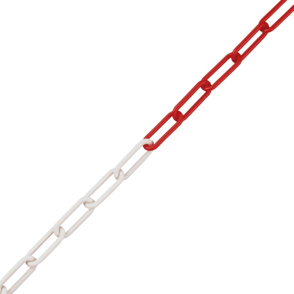 Absperrkette, PE, Stärke 6 mm, Länge 10 m, rot/weiß