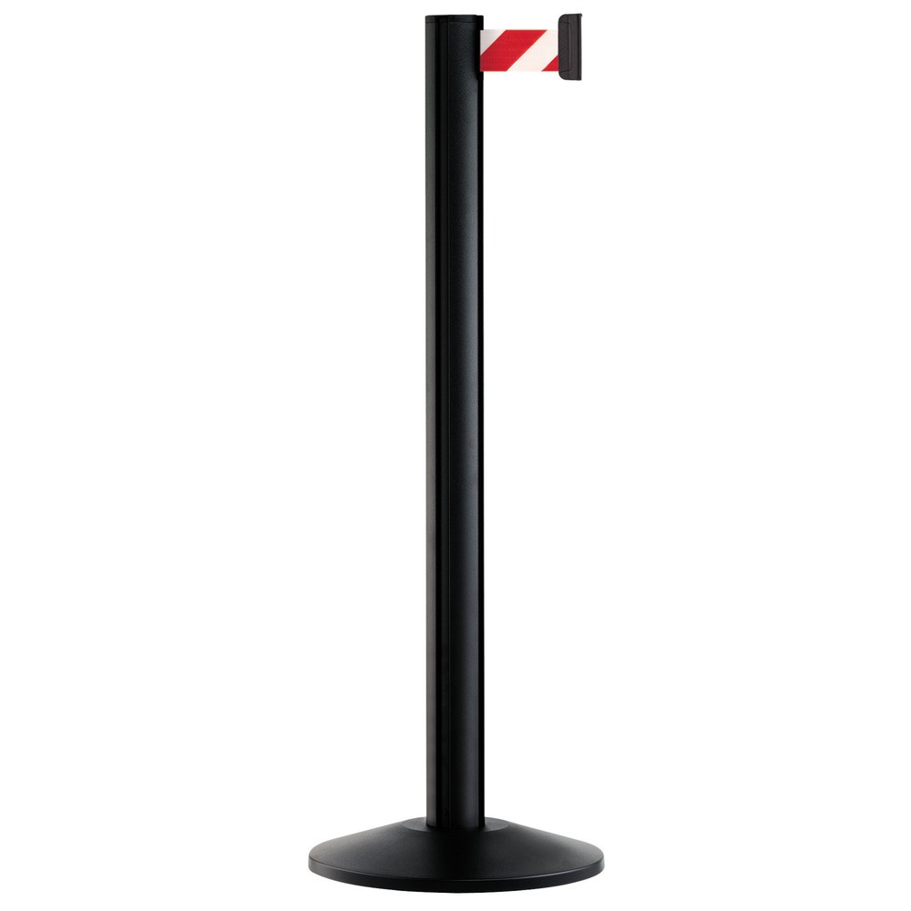 Personen-Leitsystem Extend, Ständer schwarz, Gurtfarbe rot / weiss diagonal gestreift