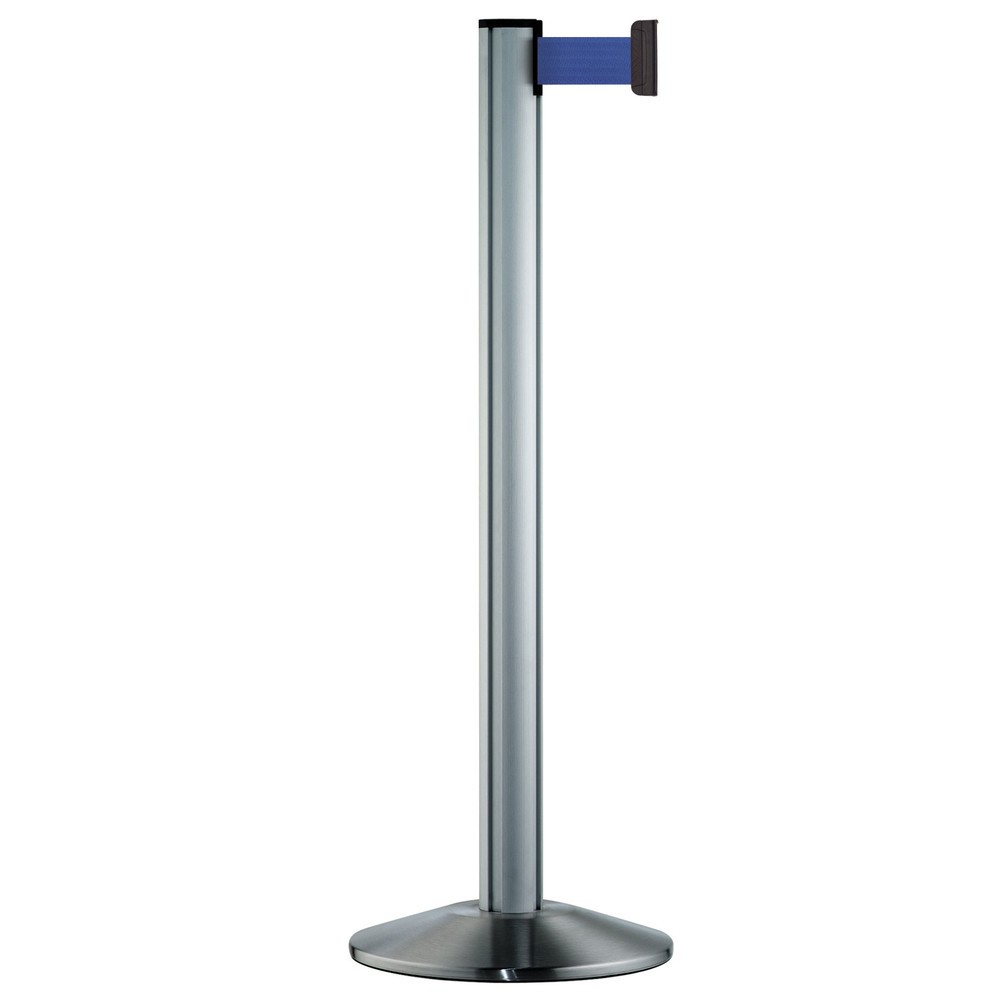 Personen-Leitsystem Classic, Ständer satiniert, Gurtfarbe blau