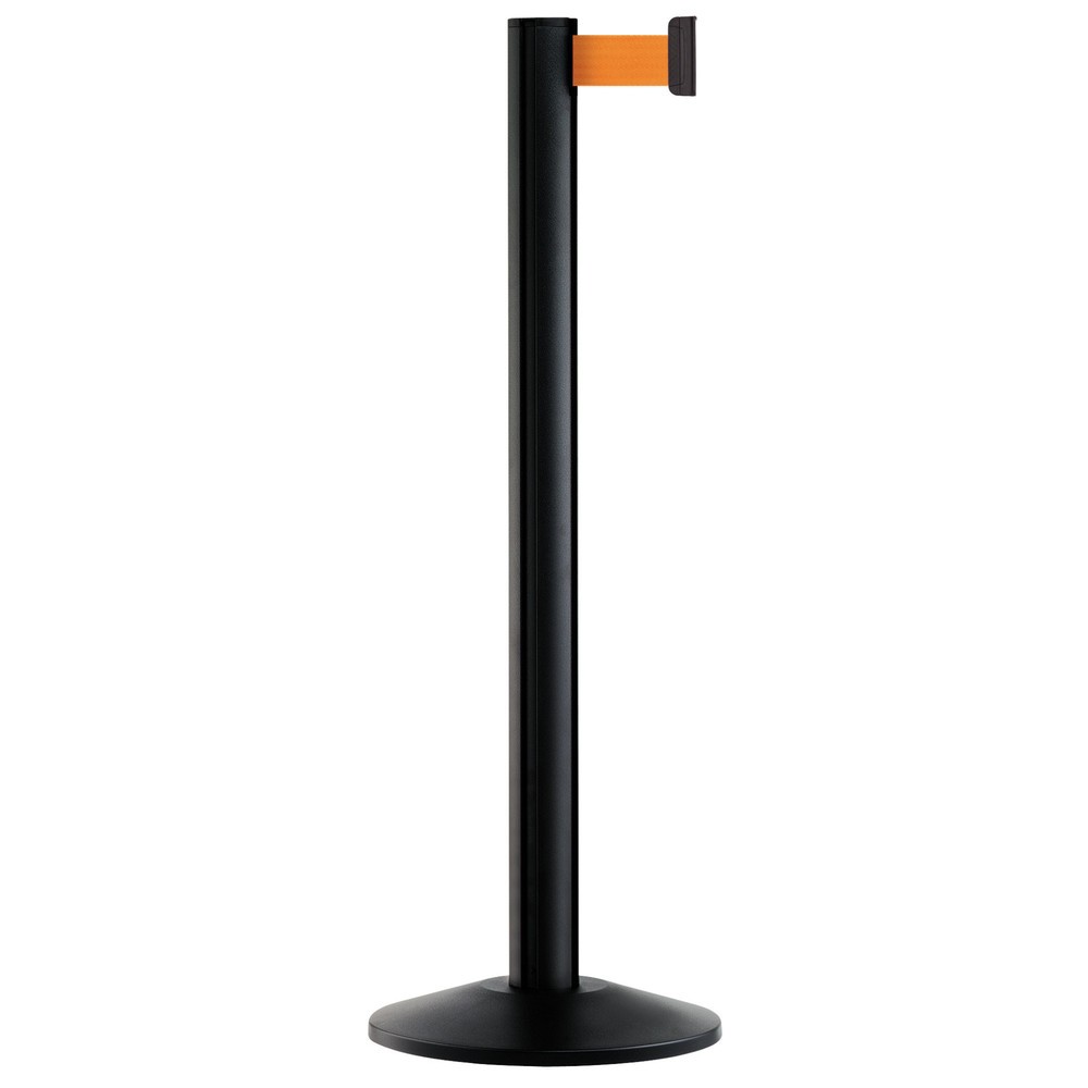 Personen-Leitsystem Classic, Ständer schwarz, Gurtfarbe neonorange