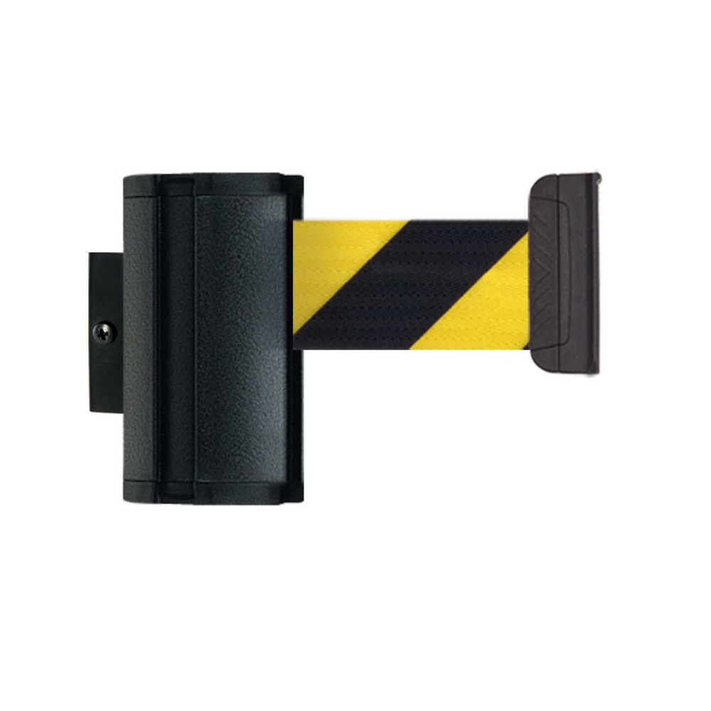 Absperr-Wandgurt L zum Einhängen, Länge 3,7 m, schwarz / gelb diagonal gestreift