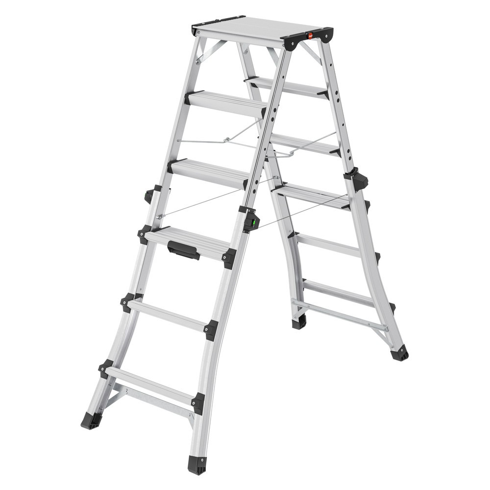 Hailo D100 TL TopLine, Alu-Teleskop-Doppelstufenleiter, 2x4 2x6 Stufen