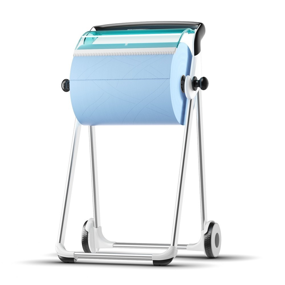 TORK® Rollenspender Performance, fahrbar, Rollen bis 430 mm, weiss / türkis
