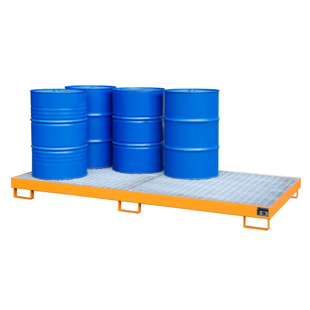 Bauer® Großvolumen-Auffangwanne aus Stahl, HxBxT 210 x 2.650 x 1.300 mm, 8x 200 l, gelborange