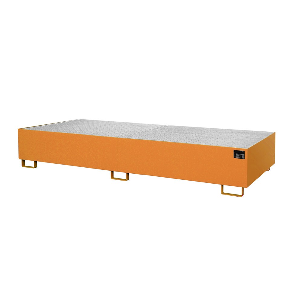 Bauer® Regalboden-Auffangwanne, HxBxT 380 x 3.250 x 1.300 mm, Auffangvolumen 1.000 l, inkl. Gitterrost, gelborange