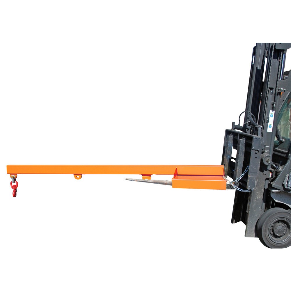 Bauer® Kranarm Modell 1, starre Ausführung, 3 Hakenpositionen, Grundlänge 2.400 mm, TK 1.000 kg, gelborange