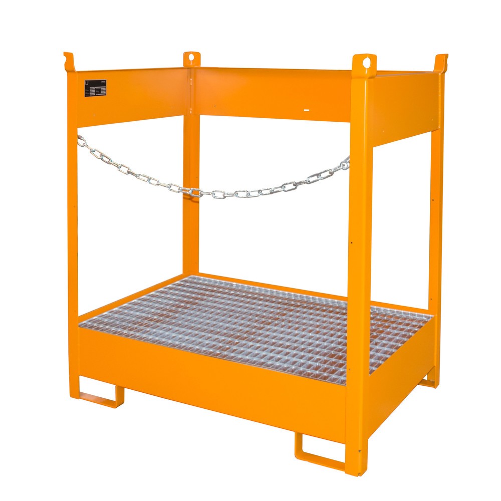 Bauer® Lager-/Transportpalette auf Auffangwanne, HxBxT 1.495 x 1.410 x 920 mm, offen, gelborange