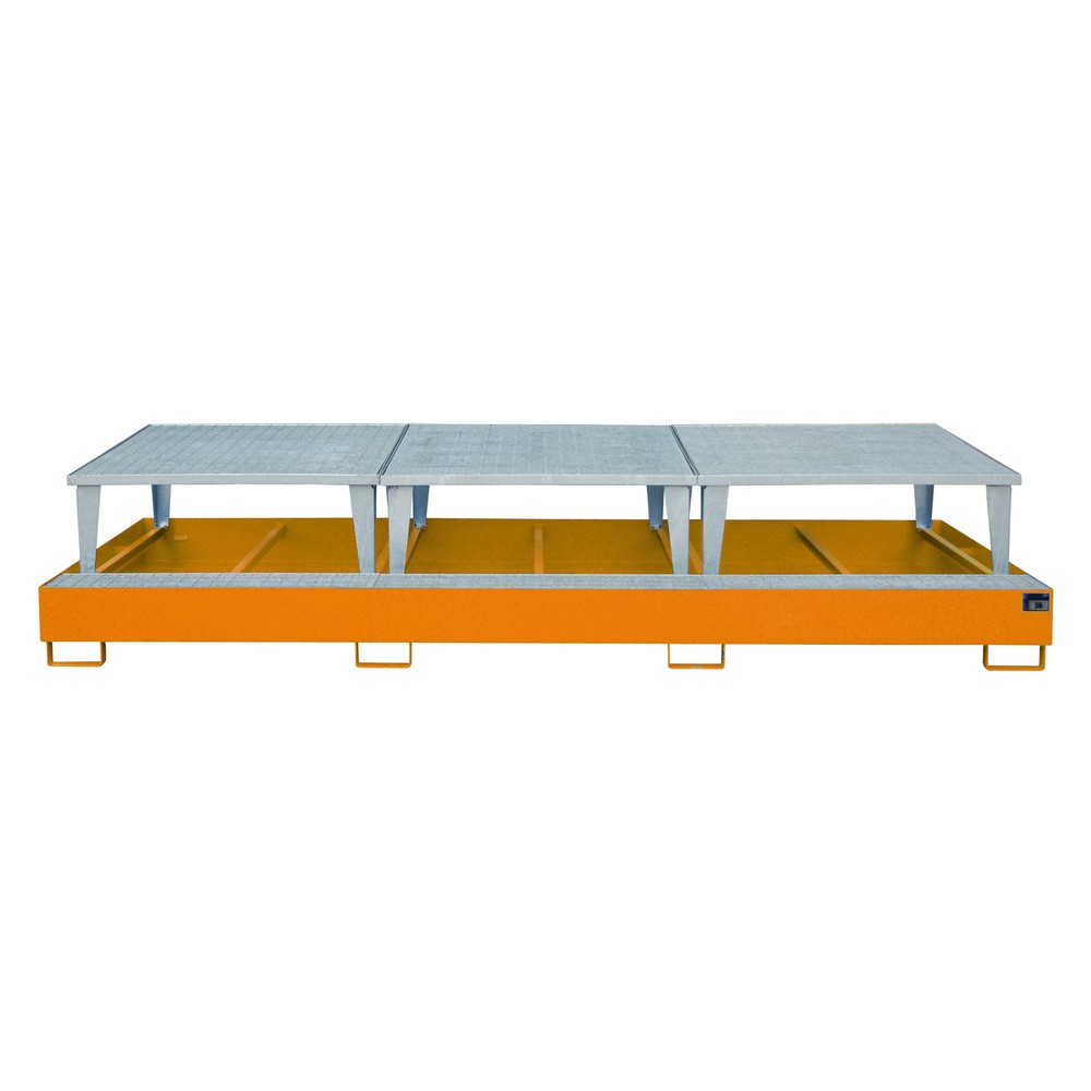 Bauer® Auffangwanne aus Stahl für 3x KTC/IBC, inkl. Abfüllaufsatz, gelborange