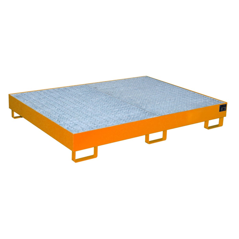 Bauer® Regalboden-Auffangwanne, HxBxT 250 x 1.750 x 1.300 mm, Auffangvolumen 240 l, inkl. Gitterrost, gelborange