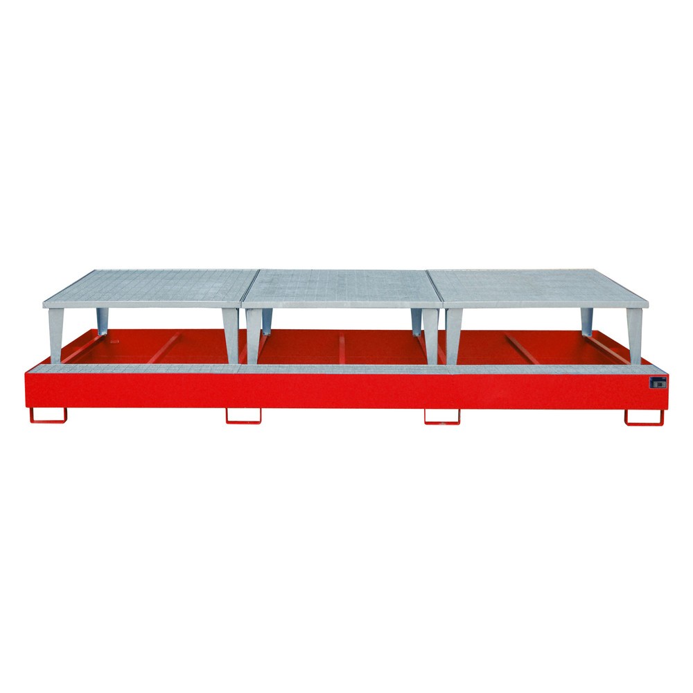 Bauer® Auffangwanne aus Stahl für 3x KTC/IBC, inkl. Abfüllaufsatz, feuerrot