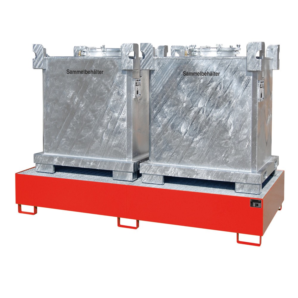 Bauer® Auffangwanne aus Stahl für 2x KTC/IBC, feuerrot