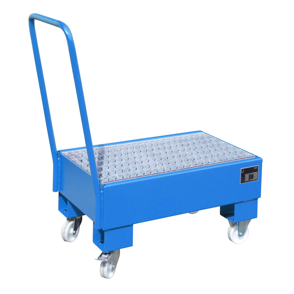 Bauer® Auffangwanne aus Stahl, verfahrbar, 2x 60 l stehend, Auffangvolumen 61 l, lichtblau