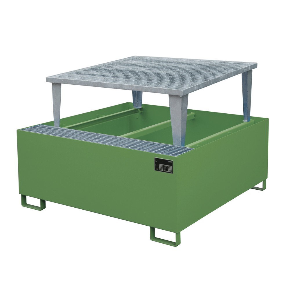 Bauer® Auffangwanne aus Stahl für 1x KTC/IBC, inkl. Abfüllaufsatz, resedagrün