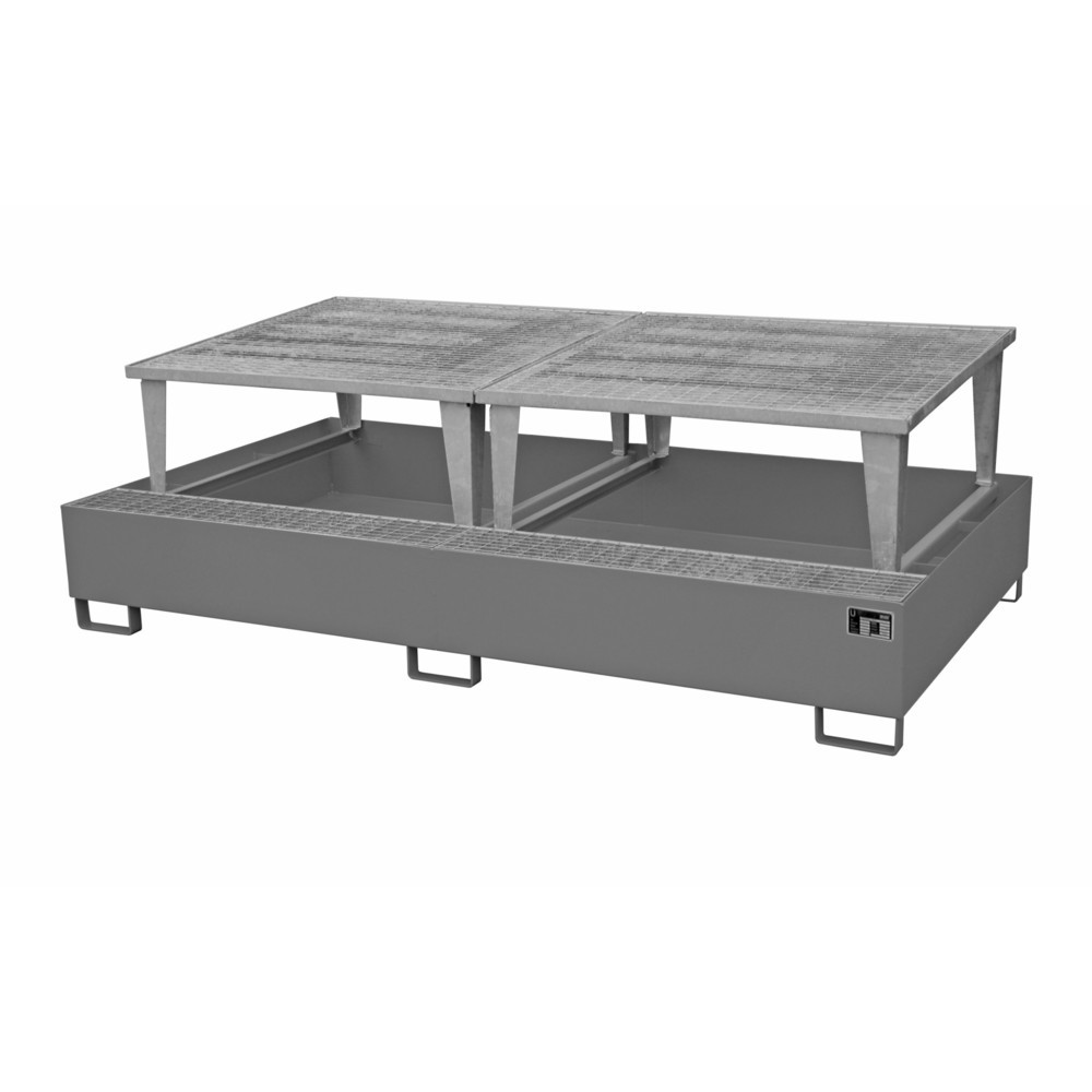 Bauer® Auffangwanne aus Stahl für 2x KTC/IBC, inkl. Abfüllaufsatz, mausgrau
