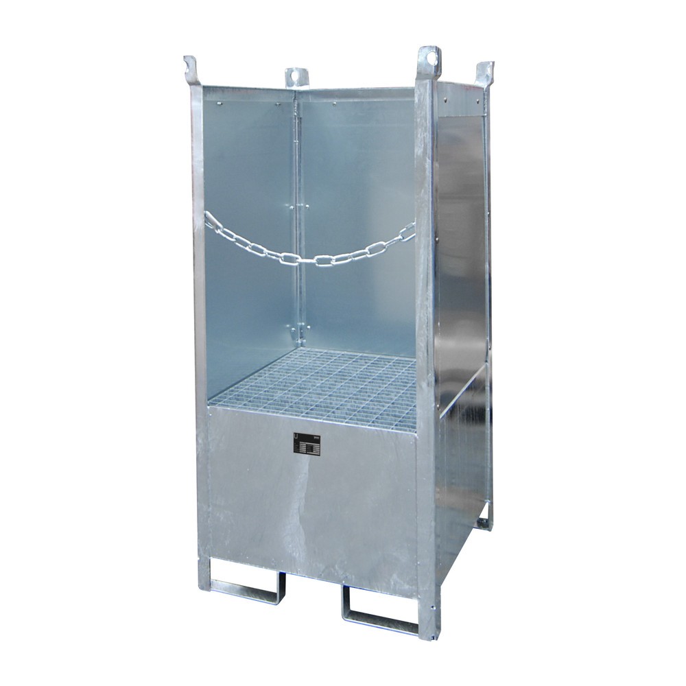 Bauer® Lager-/Transportpalette auf Auffangwanne, HxBxT 1.590 x 760 x 760 mm, geschlossen, feuerverzinkt