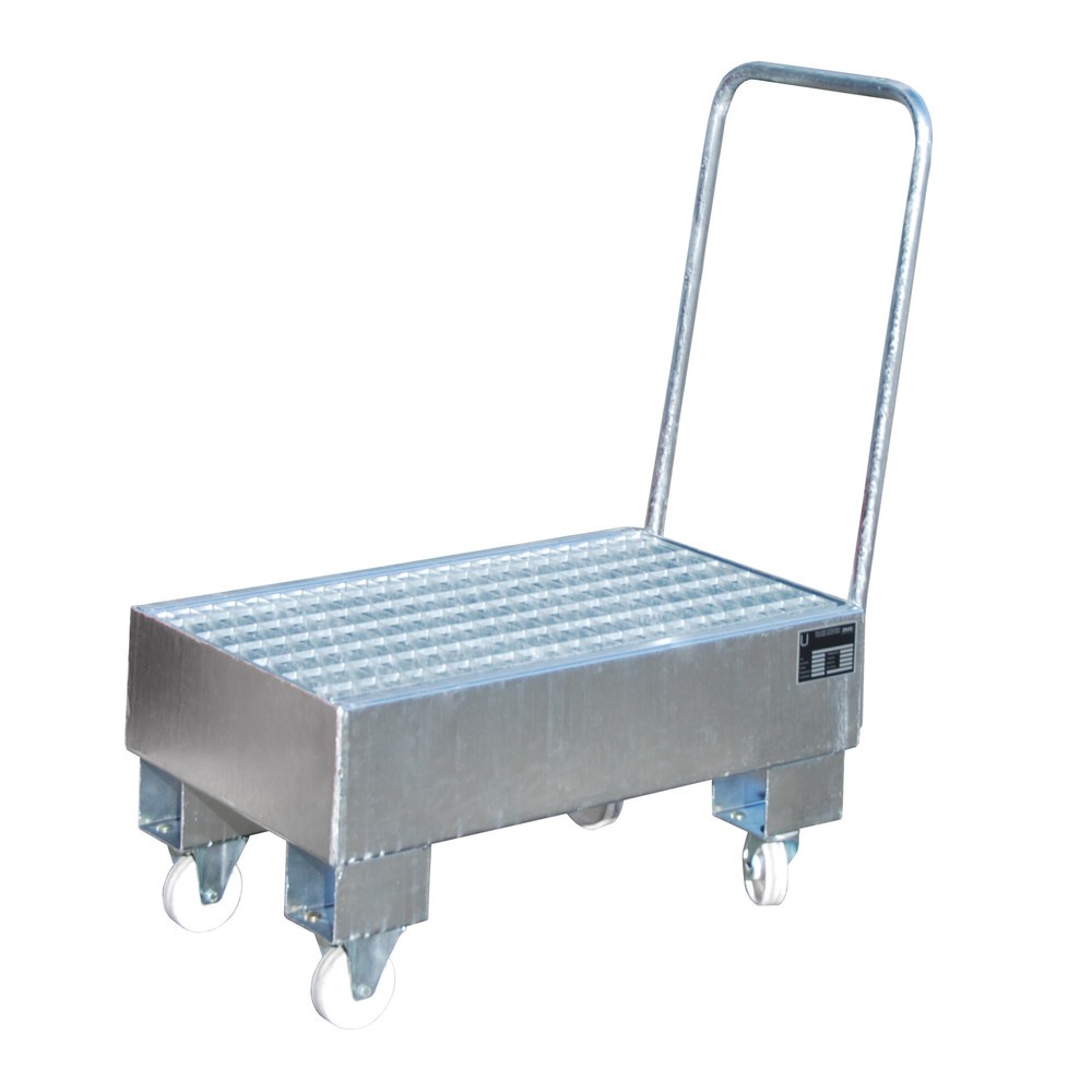 Bauer® Auffangwanne aus Stahl, verfahrbar, 2x 60 l stehend, Auffangvolumen 61 l, feuerverzinkt