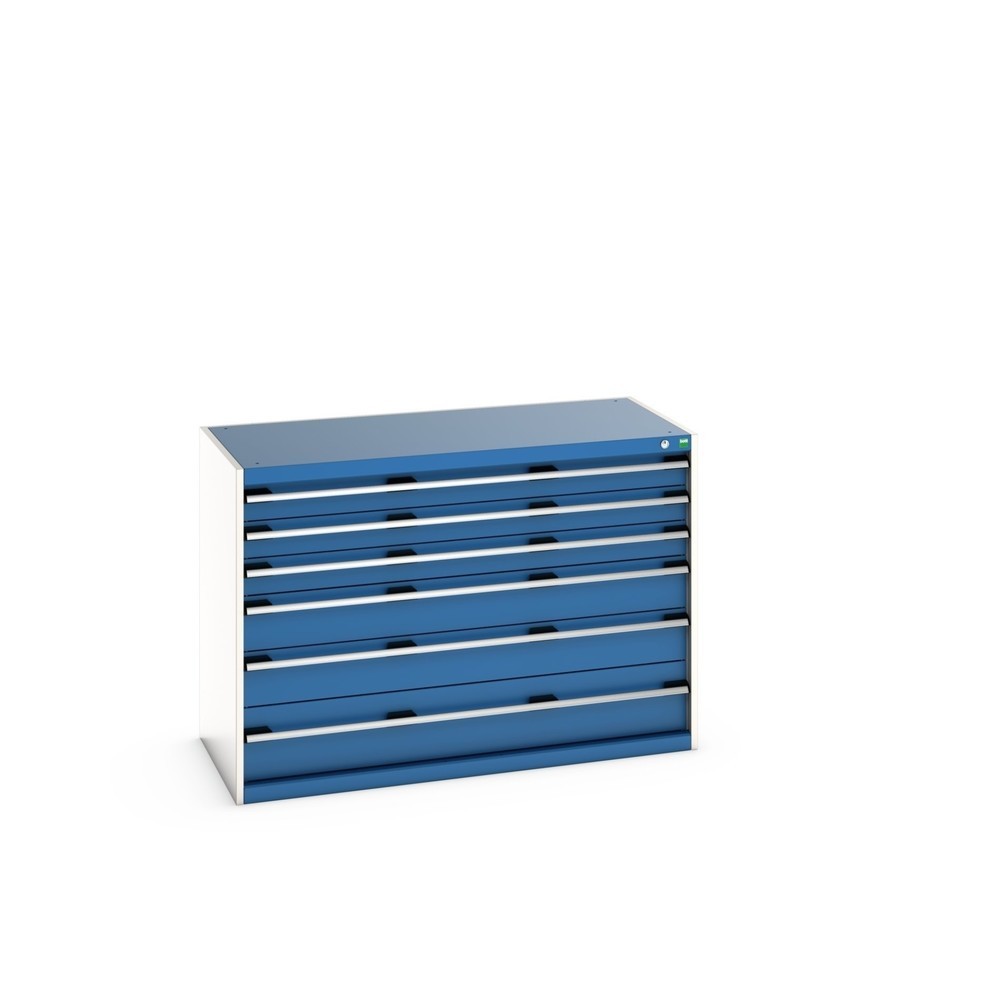 bott cubio Schubladenschrank, Schubladen 3x100 + 2x150 + 1x200 mm, TK je 200 kg, Breite 1.300 mm, enzianblau