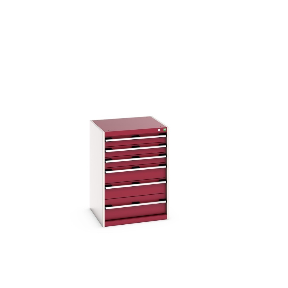 bott cubio Schubladenschrank, Schubladen 3x100 + 2x150 x 1x200 mm, TK je 75 kg, Breite 650 mm, purpurrot