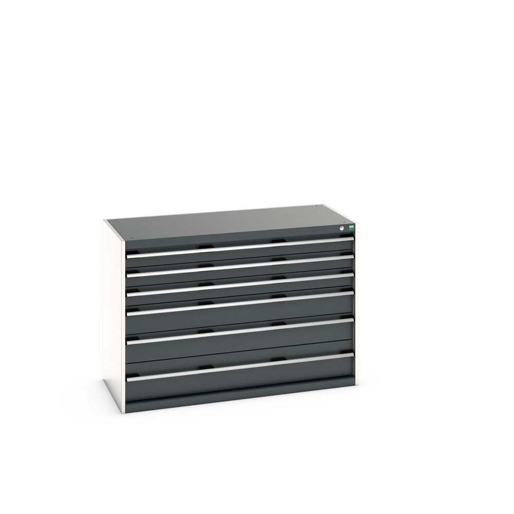 bott cubio Schubladenschrank, Schubladen 3x100 + 2x150 + 1x200 mm, TK je 200 kg, Breite 1.300 mm, anthrazitgrau