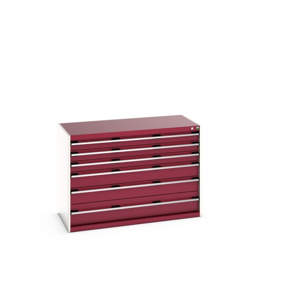 bott cubio Schubladenschrank, Schubladen 3x100 + 2x150 + 1x200 mm, TK je 200 kg, Breite 1.300 mm, purpurrot