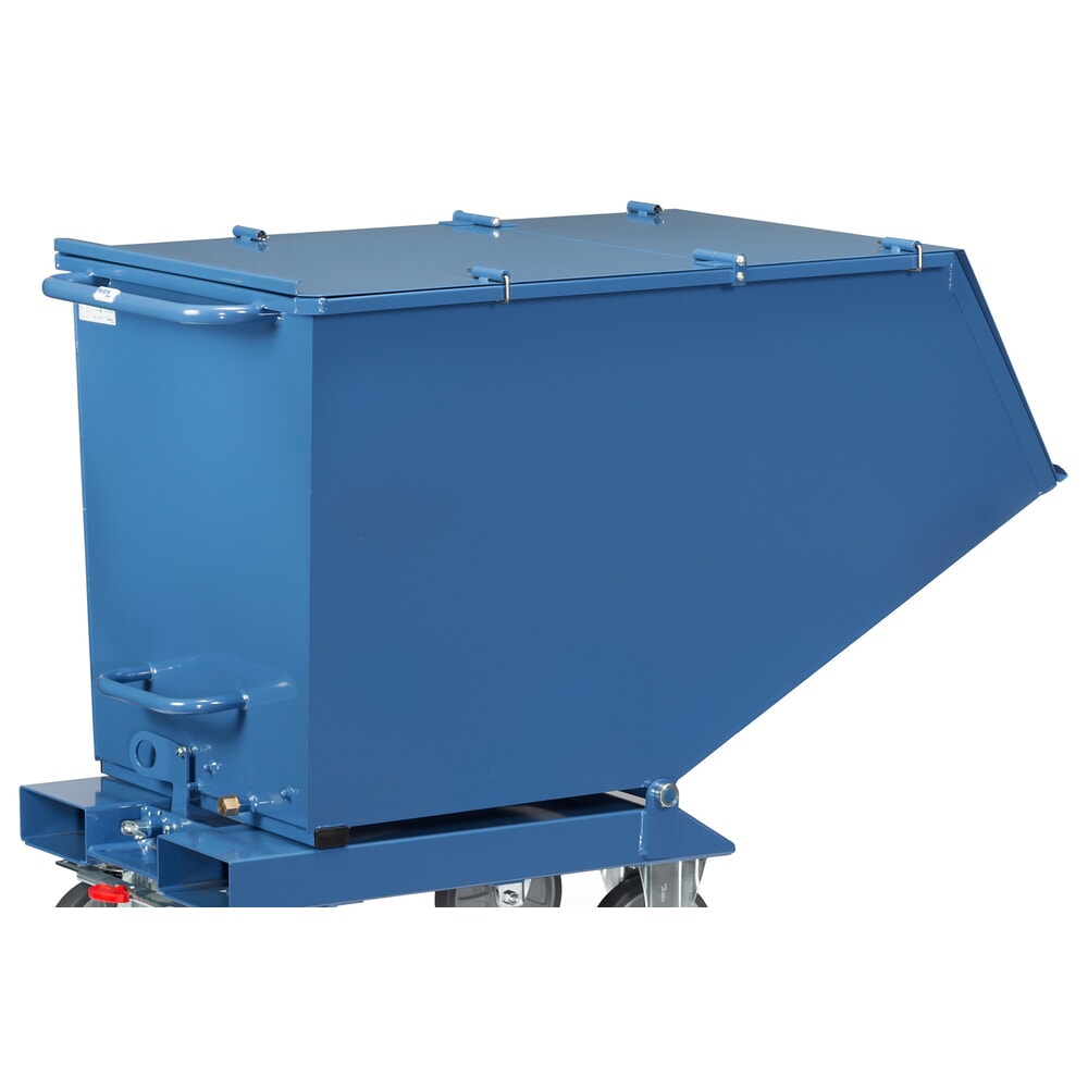 Klappbarer Deckel für fetra® Muldenkipper, mit Rollen, blau, 0,45 m³