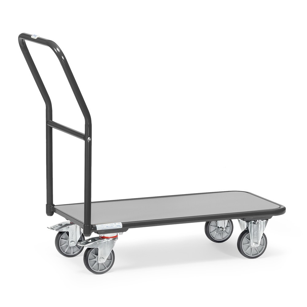 fetra® Plattformwagen mit Holzladefläche BxT 450 x 850 mm, TK 300 kg, anthrazitgrau
