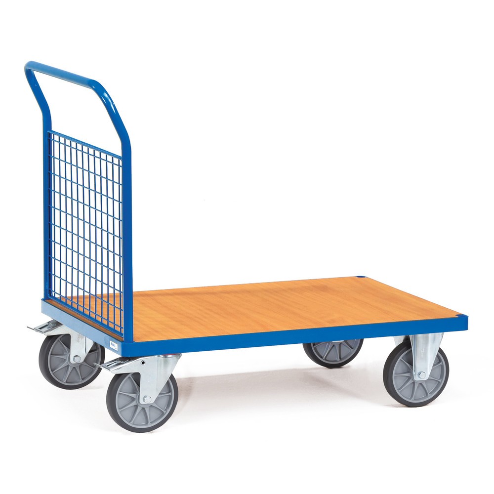 fetra® Plattformwagen mit Gitter-Stirnwand, Ladefläche BxT 700 x 1.000 mm