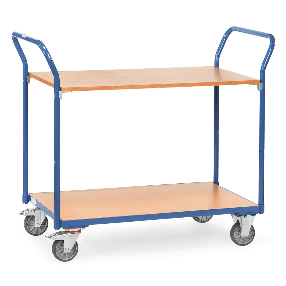 fetra® Tischwagen, Tragkraft 300 kg, 2 Etagen à 850 x 500 mm