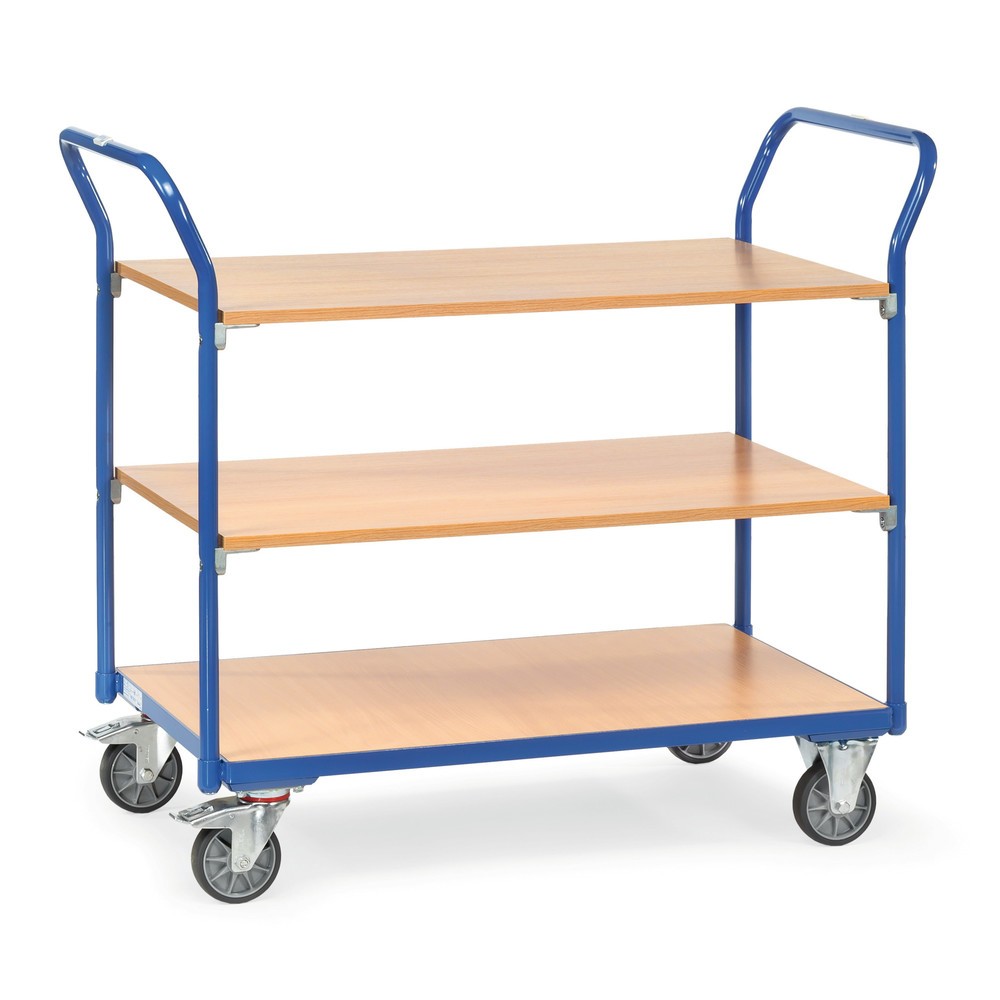 fetra® Tischwagen, Tragkraft 300 kg, 3 Etagen à 1.000 x 600 mm
