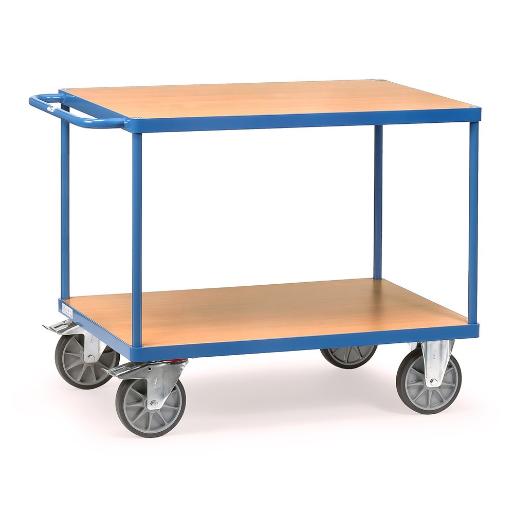 fetra® Schwerer Tisch- und Montagewagen, 2 Etagen à 600 x 1.000 mm