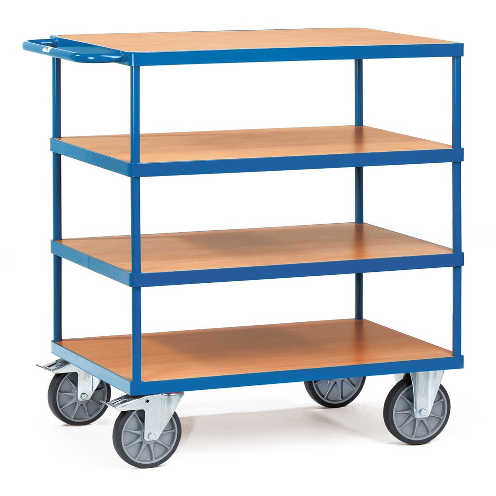 fetra® Schwerer Tisch- und Montagewagen, 4 Etagen à 800 x 1.200 mm
