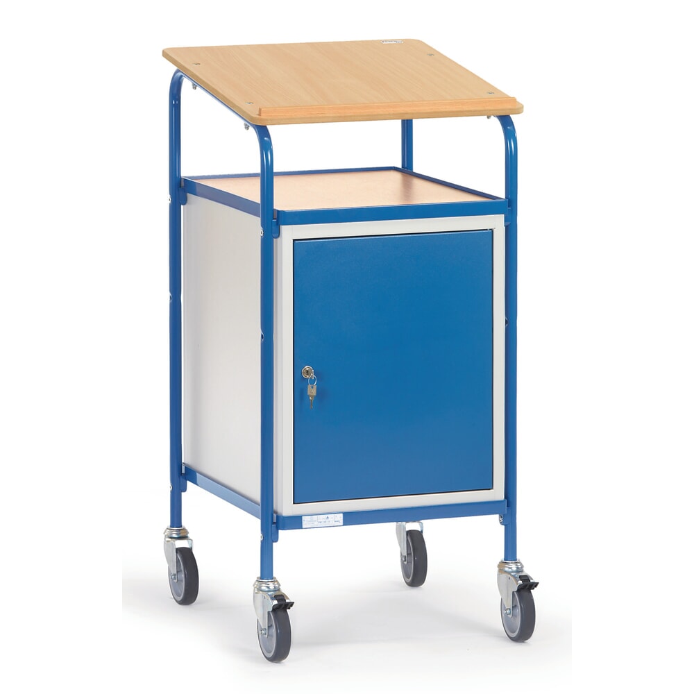 fetra® Rollpult Premium mit Schrank, 1 fester + 2 verstellbare Böden