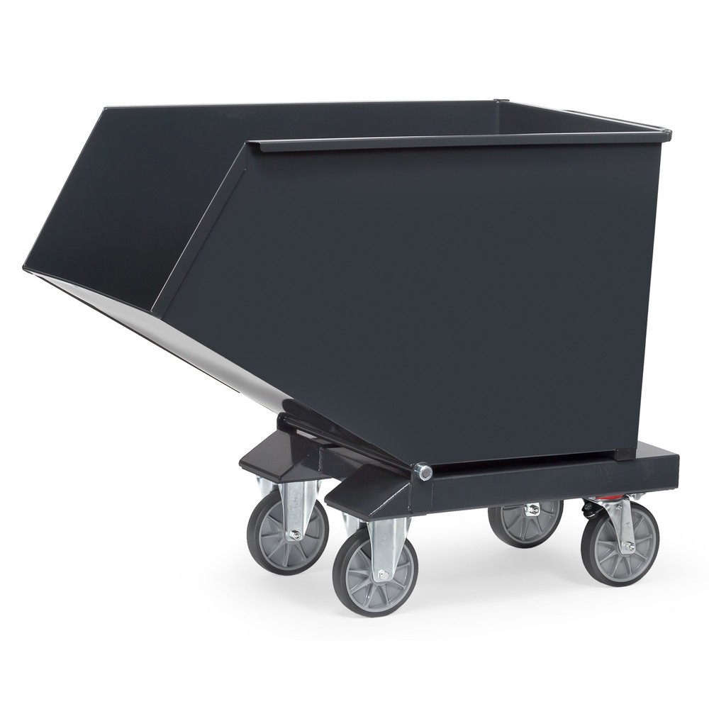 fetra® Muldenkipper mit Rollen, 0,8 m³, Anthrazitgrau
