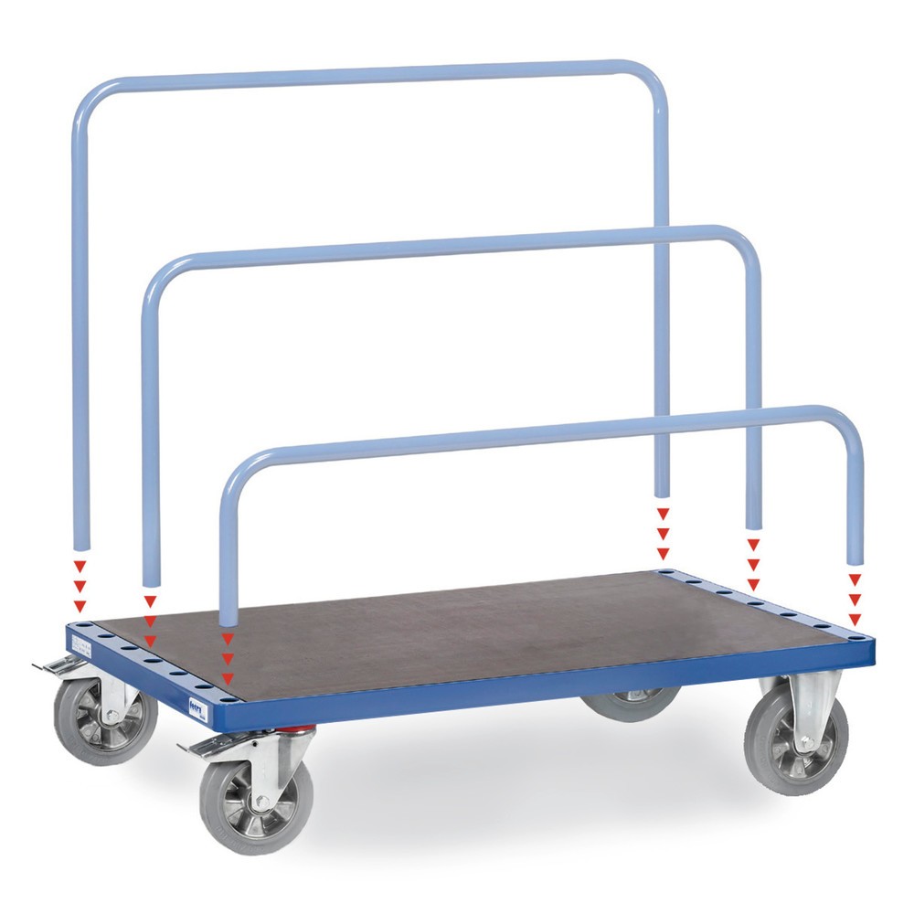 fetra® Plattenwagen, ohne Bügel, Ladefläche BxT 1.600 x 800 mm, Tragkraft 1.200 kg